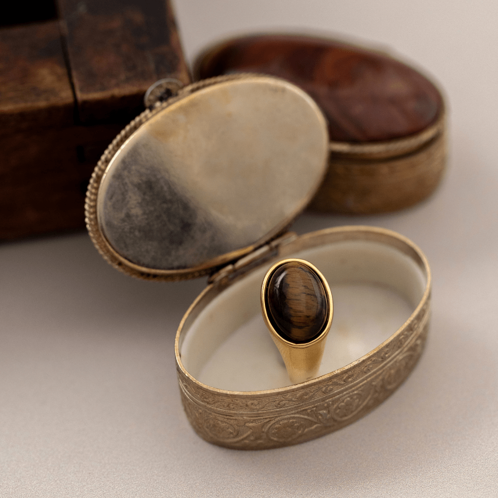 Rings Semi-Precious Tigers Eye Statement Ring Orelia Jewellery