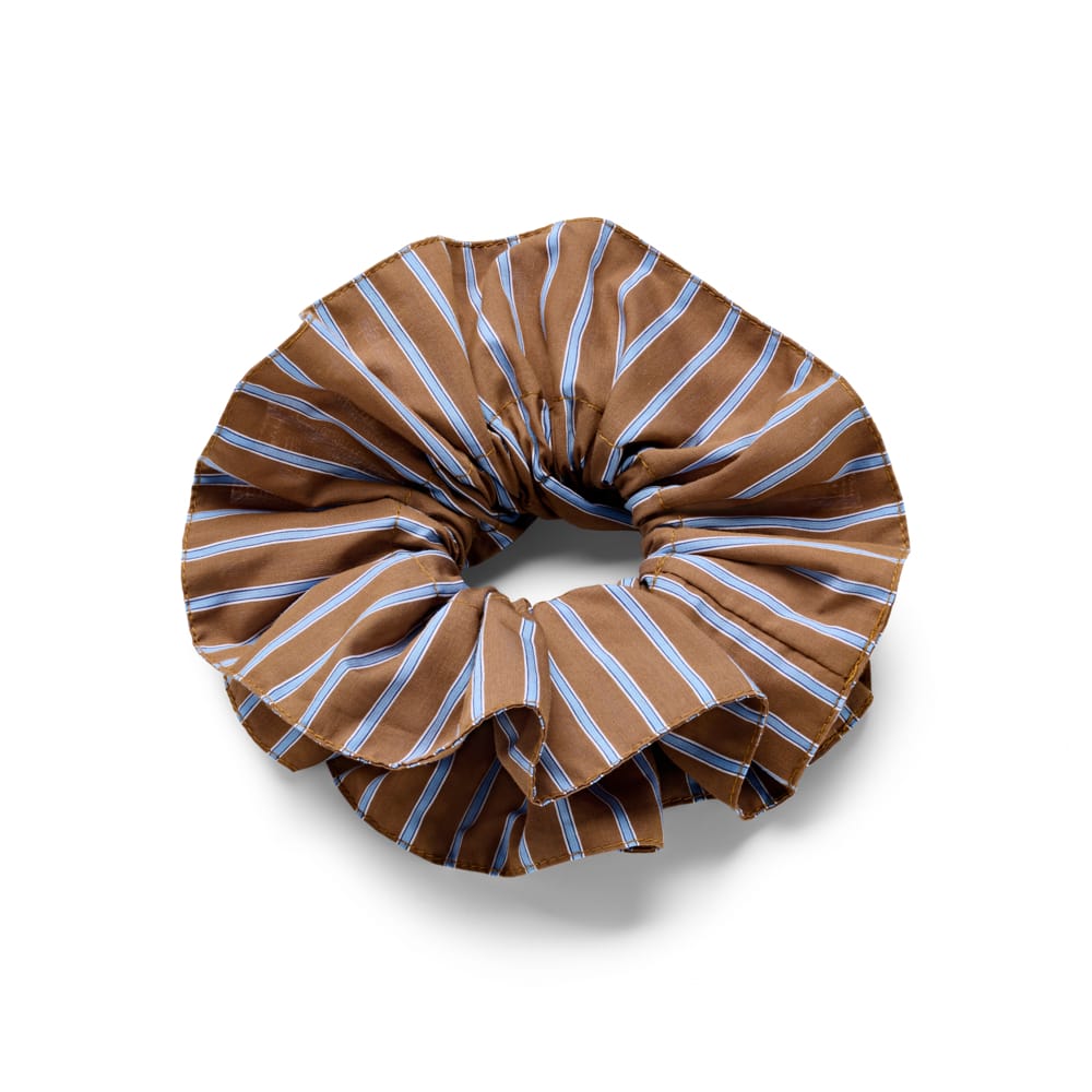 Scrunchie Default Oversized Brown & Blue Stripe Scrunchie Orelia Jewellery