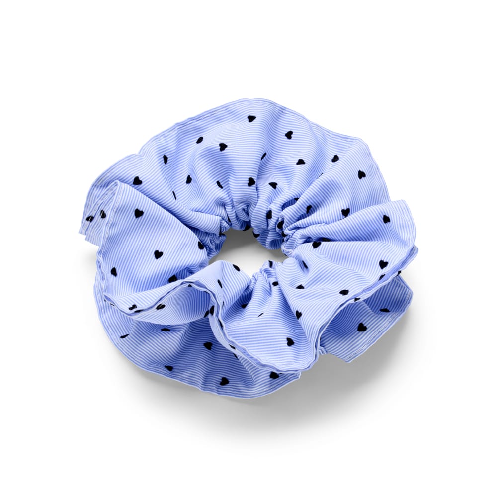 Scrunchie Default Oversized Pale Blue Heart Print Scrunchie Orelia Jewellery