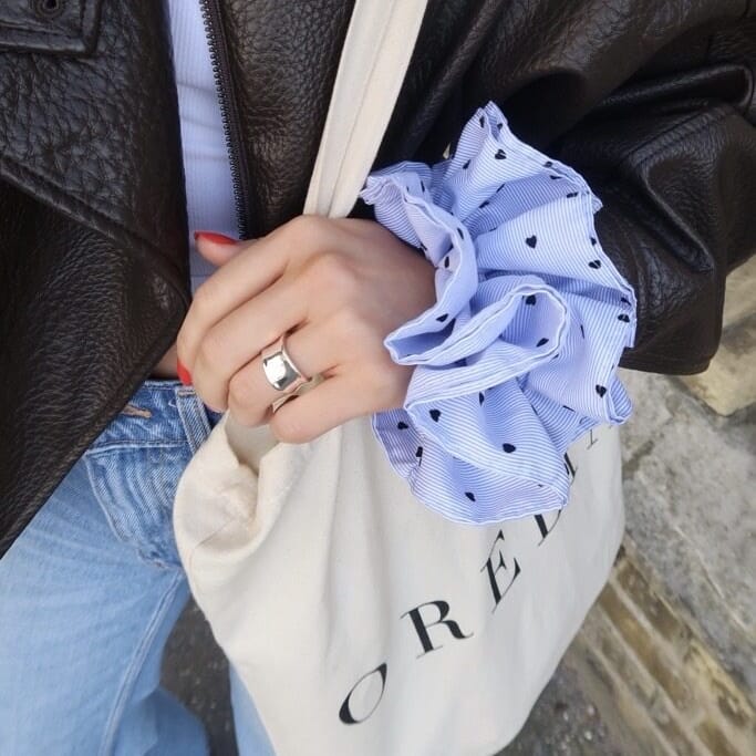 Scrunchie Default Oversized Pale Blue Heart Print Scrunchie Orelia Jewellery