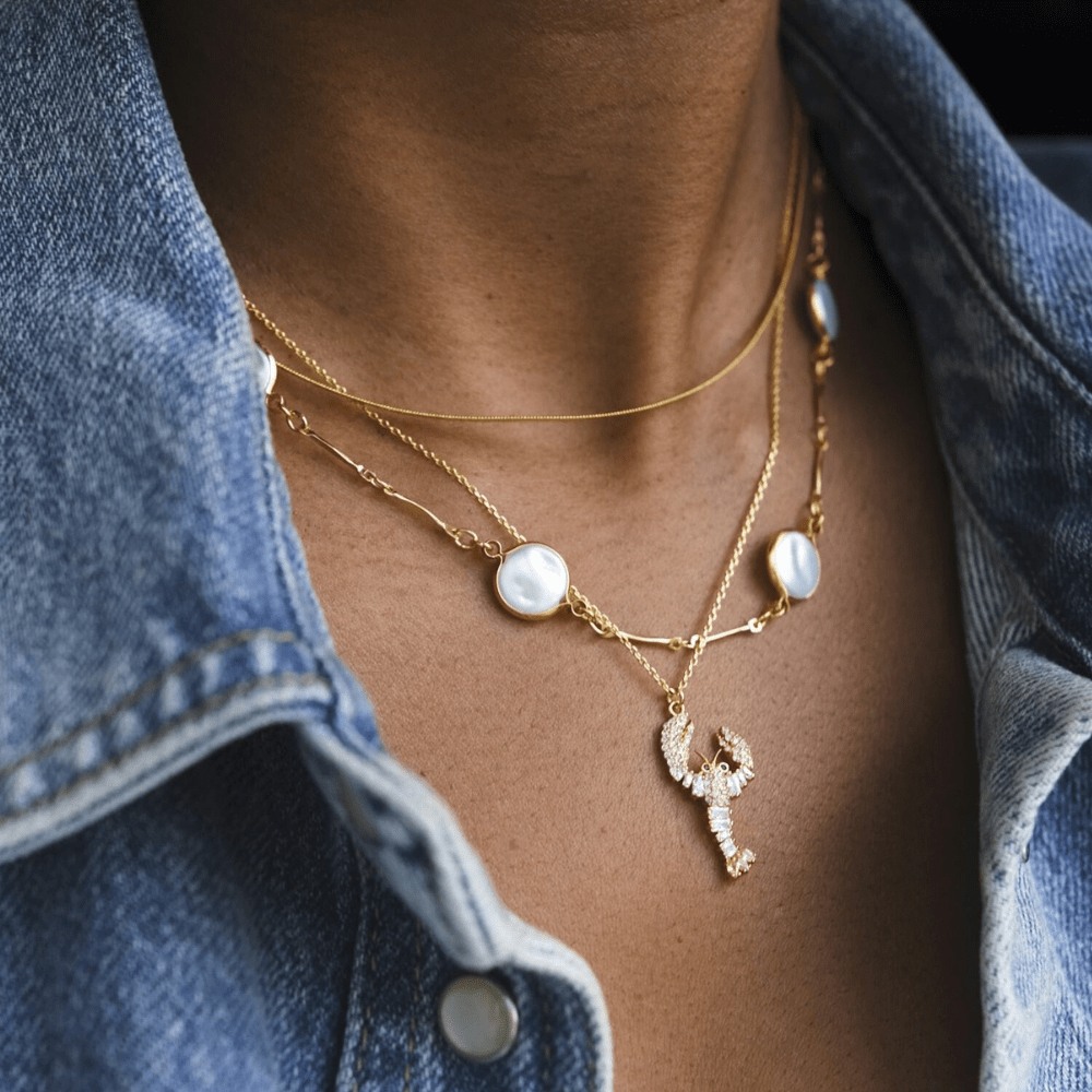 Short Necklace Coin Pearl Stationed Chain Necklace Orelia Jewellery