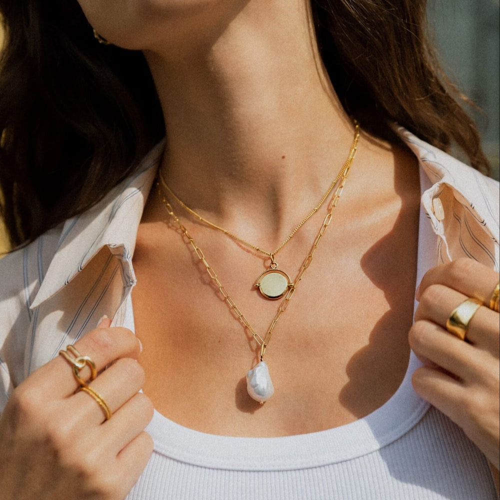 Short Necklace Default LUXE Faceted Disc Spinner Necklace - Gold Orelia Jewellery