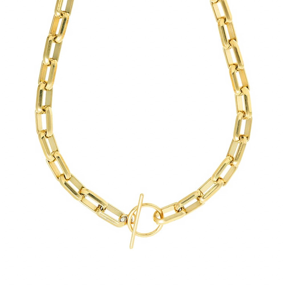 Short Necklace Default LUXE Rectangle Link T-Bar Necklace - Gold Orelia Jewellery