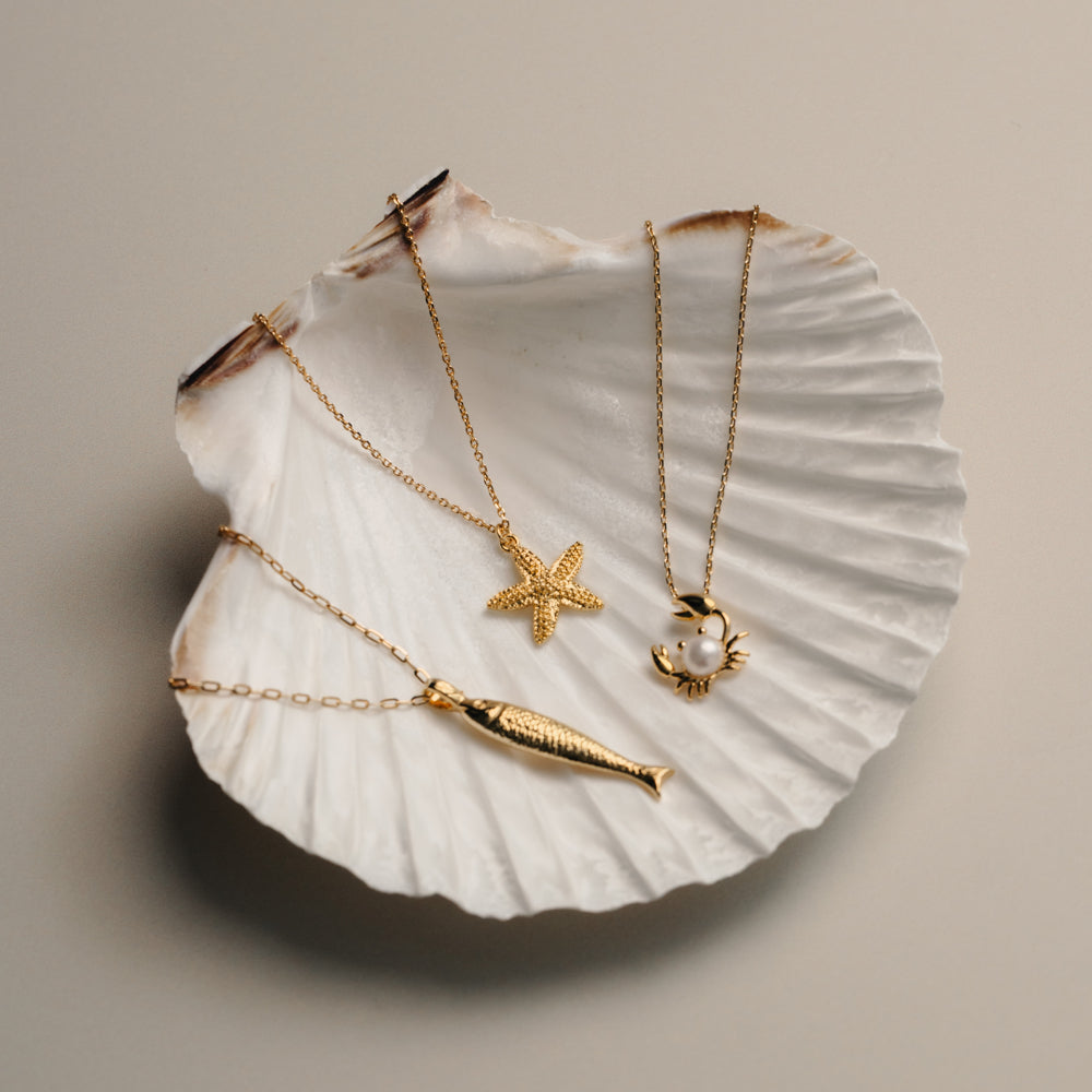 Short Necklace Default Pearl Crab Charm Necklace Orelia Jewellery