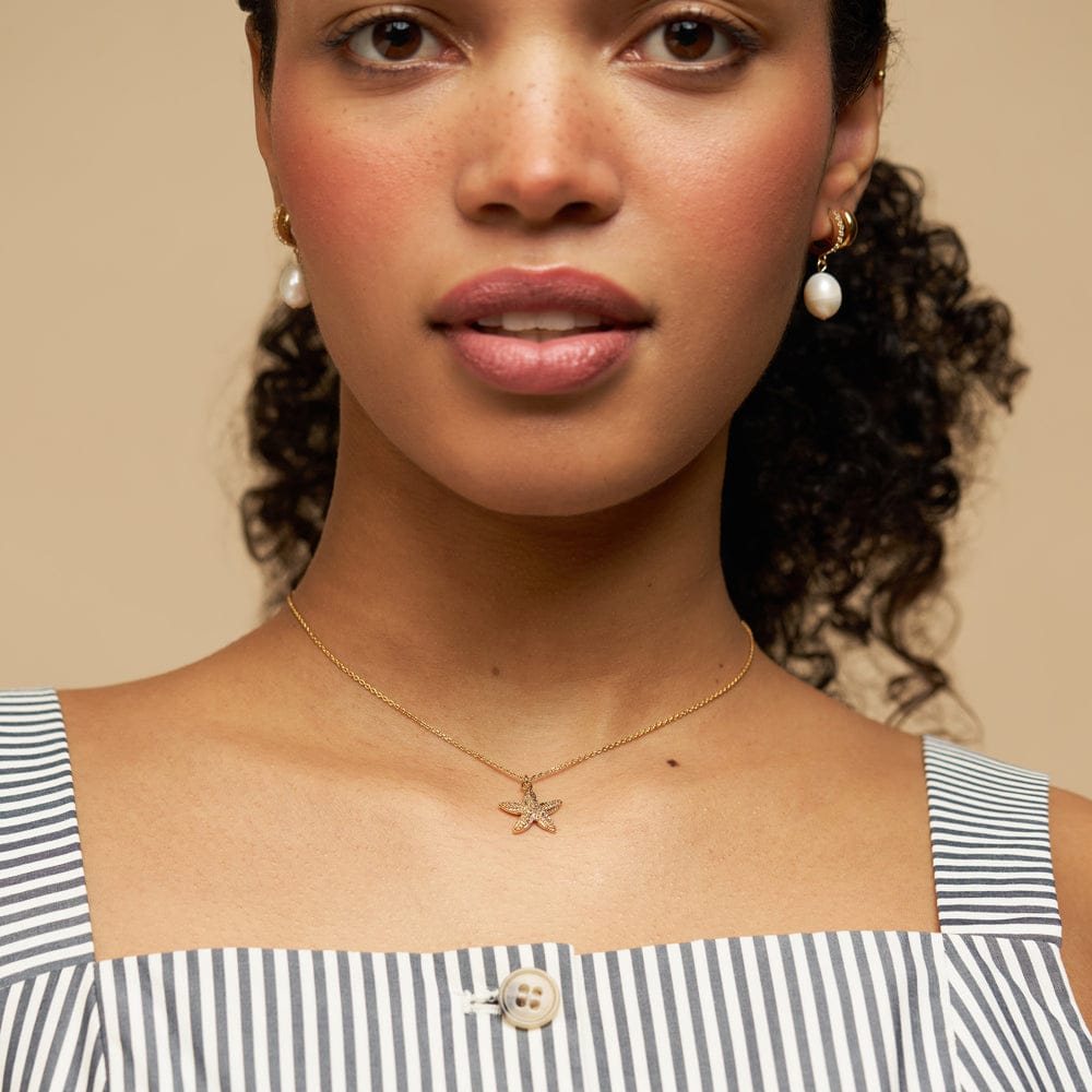 Short Necklace Default Textured Starfish Necklace Orelia Jewellery
