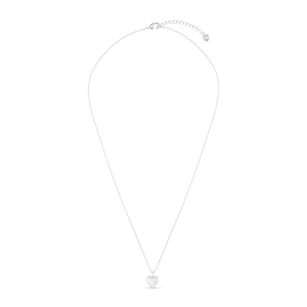 Short Necklace Domed Heart Charm Short Necklace - Silver Orelia Jewellery
