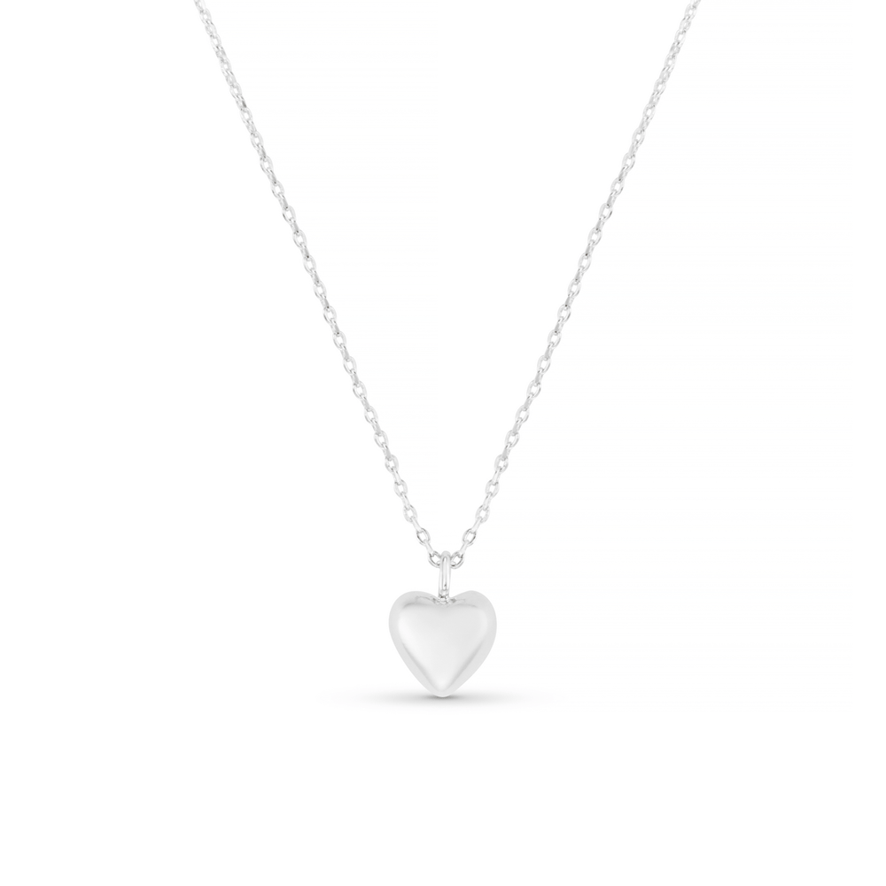 Short Necklace Domed Heart Charm Short Necklace - Silver Orelia Jewellery