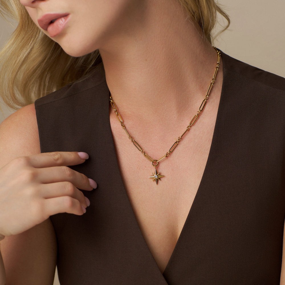 Short Necklace LUXE Linear Link & Crystal Starburst Necklace Orelia Jewellery