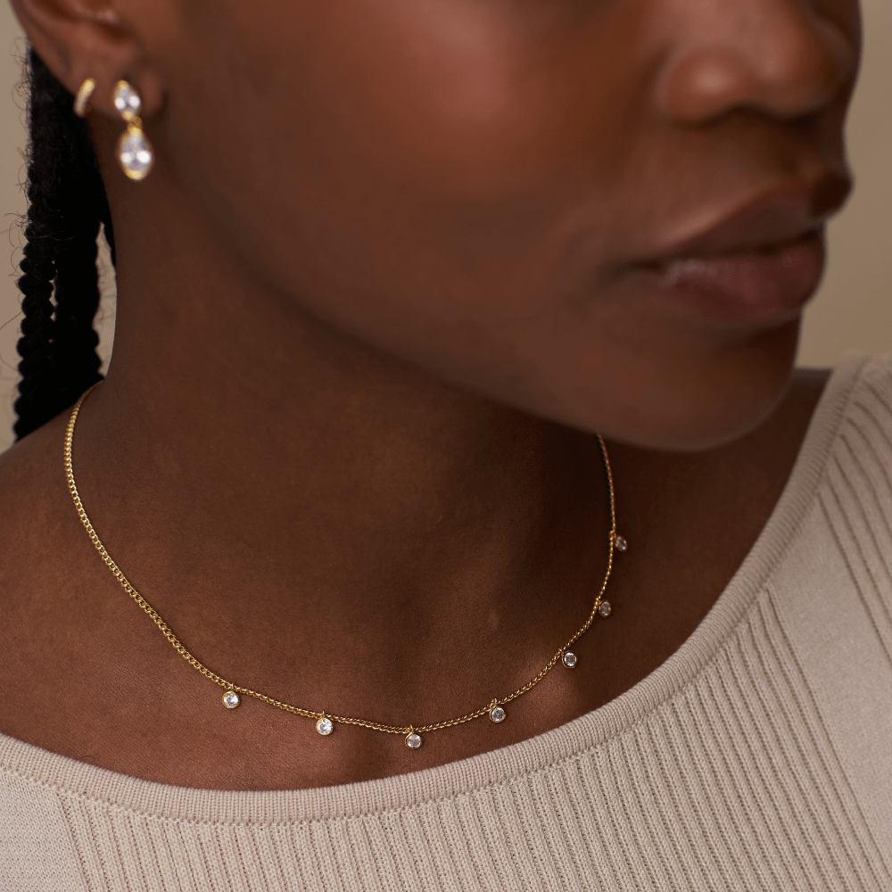 Short Necklace Multi Crystal Drop Necklace Orelia Jewellery