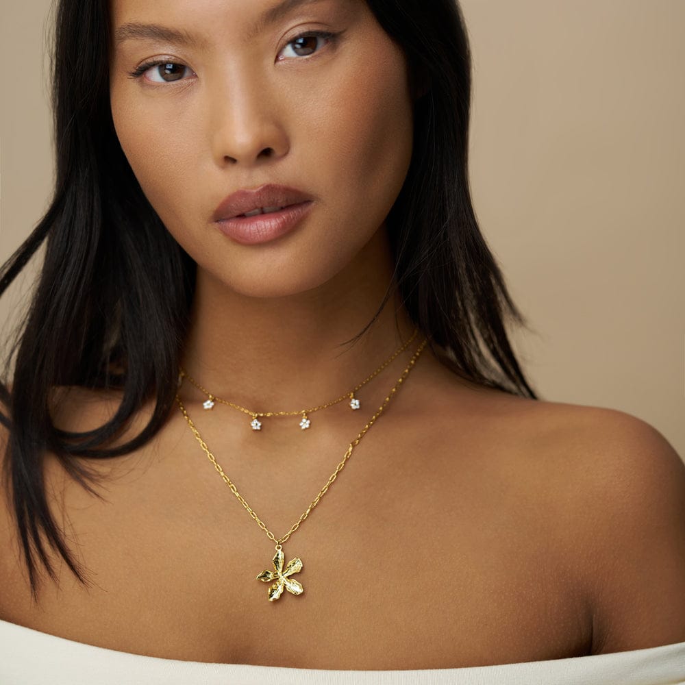 Short Necklace ONE Crystal Flower Multi Drop Charm Necklace Orelia Jewellery