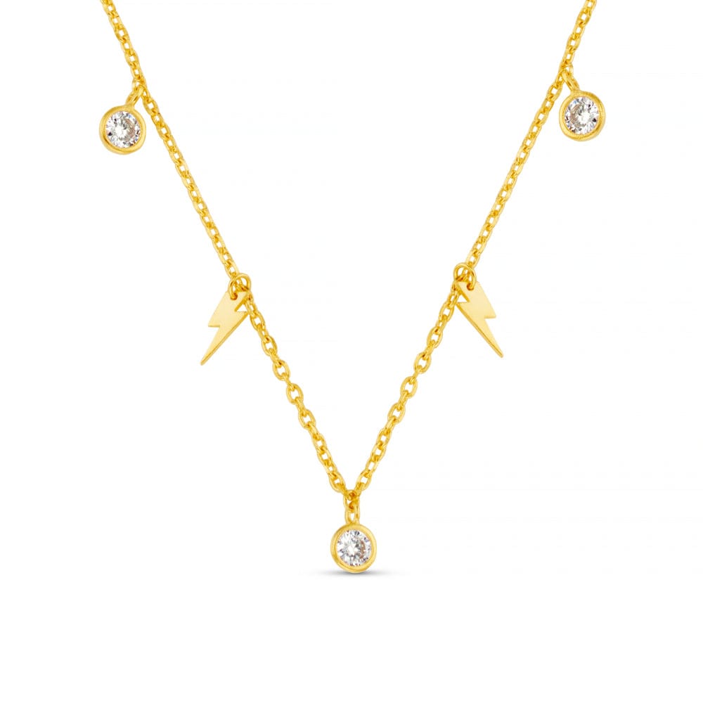 Short Necklace ONE Crystal & Lightning Multi Charm Necklace Orelia Jewellery