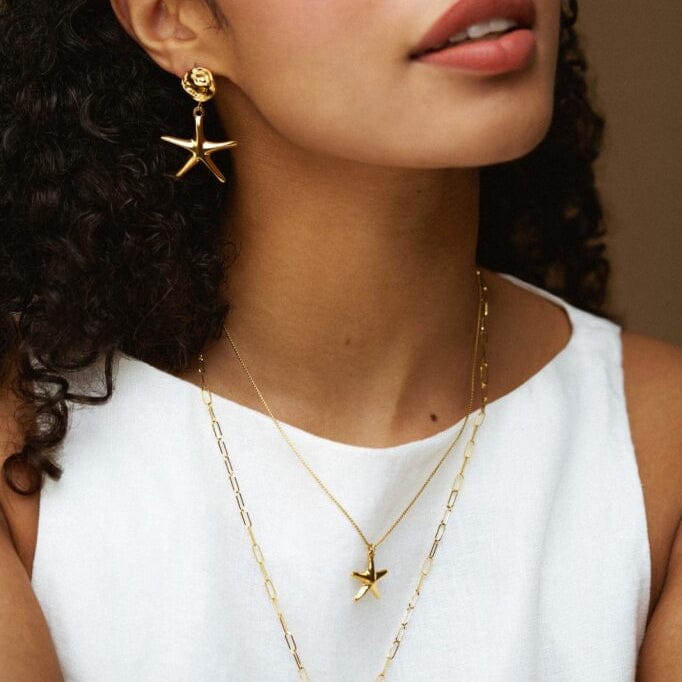 Short Necklace ONE LUXE Starfish Charm Necklace Orelia Jewellery