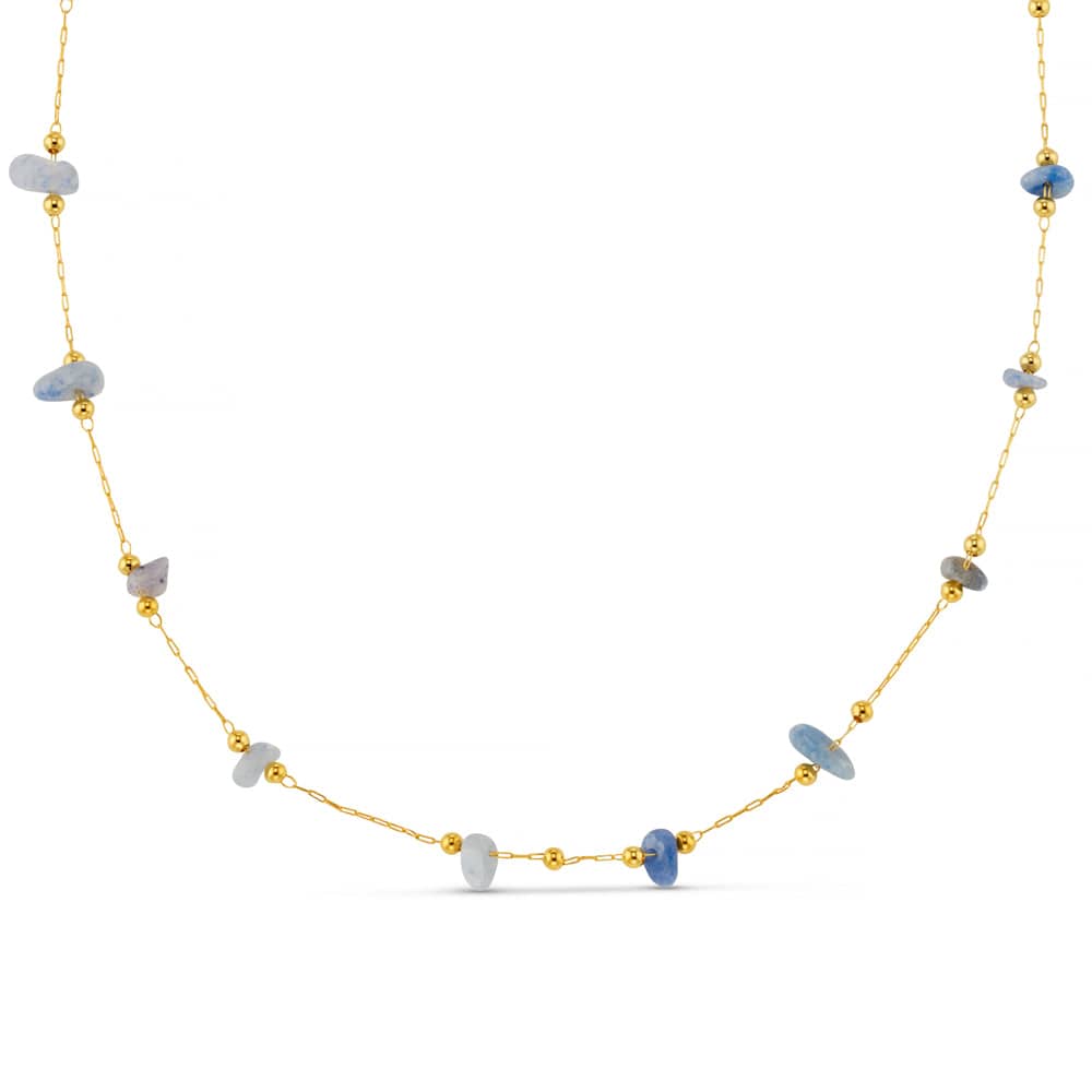 Short Necklace ONE Semi-Precious Sodalite Stationed Chip Necklace Orelia Jewellery