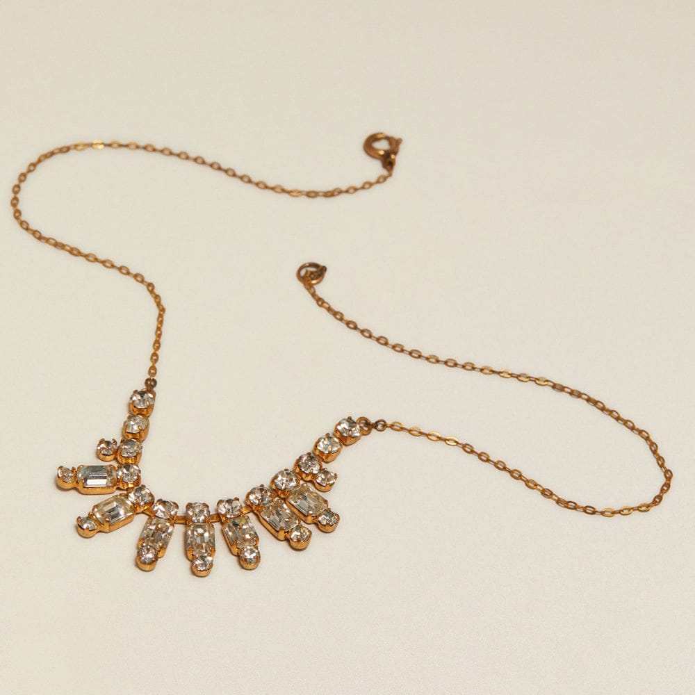 Short Necklace ONE Vintage Baguette Drop Crystal Chain Necklace Orelia Jewellery