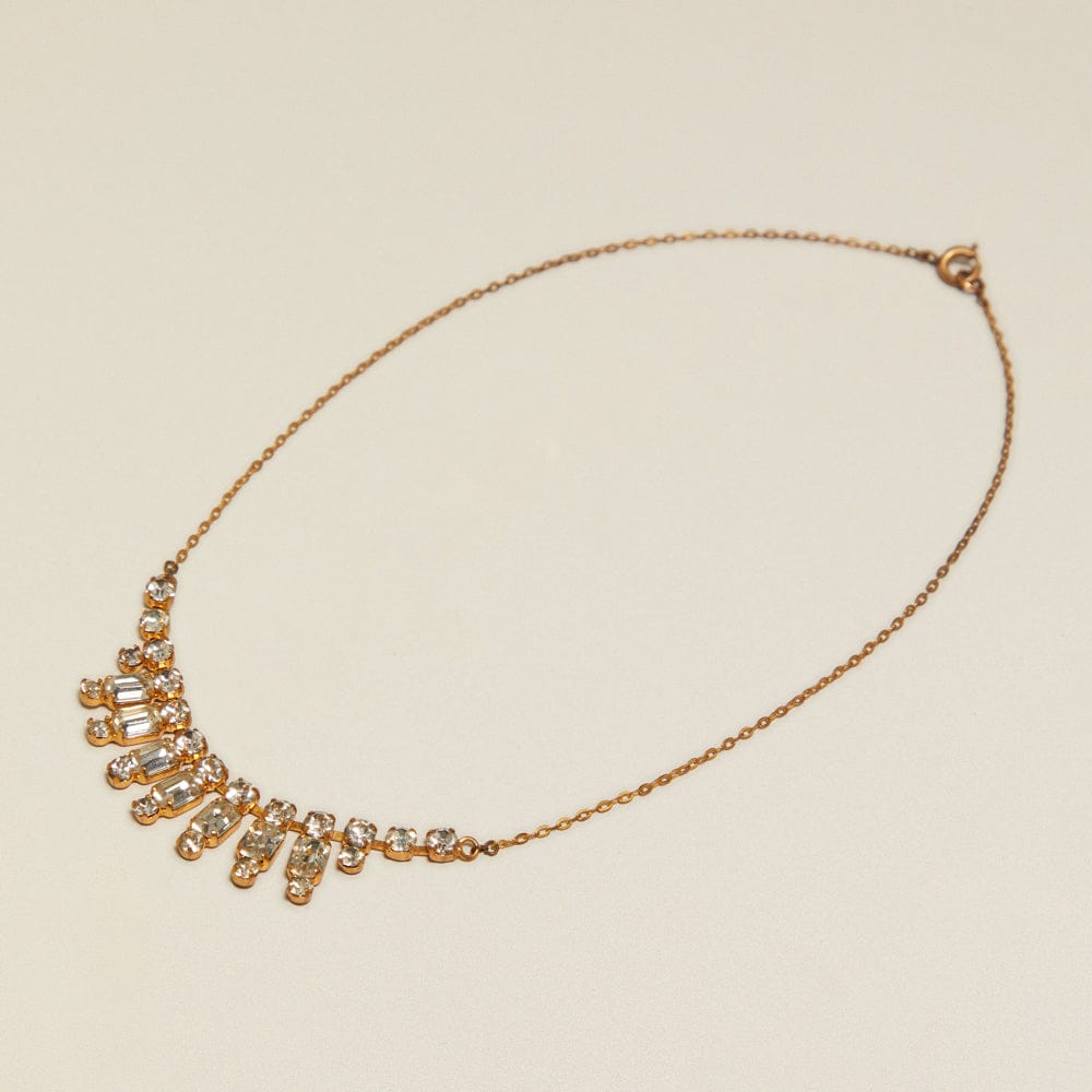 Short Necklace ONE Vintage Baguette Drop Crystal Chain Necklace Orelia Jewellery