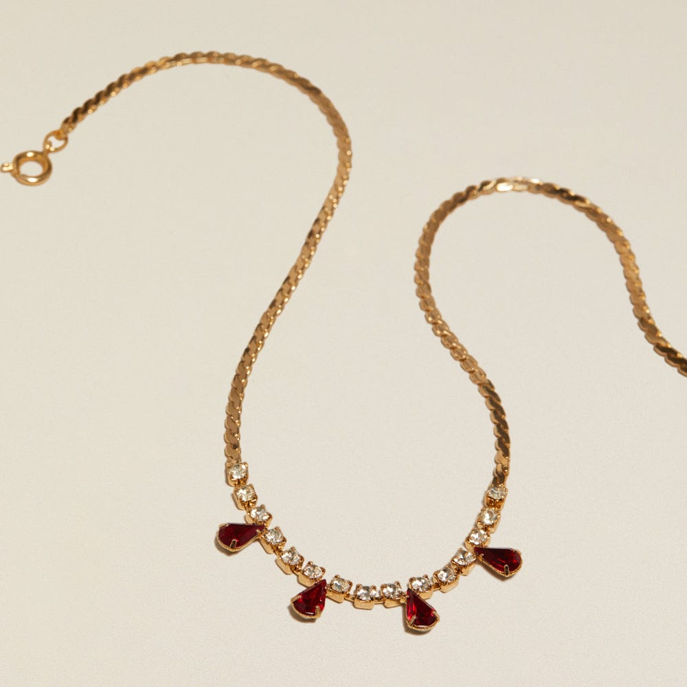 Short Necklace ONE Vintage Crystal & Gem Droplet Necklace Orelia Jewellery