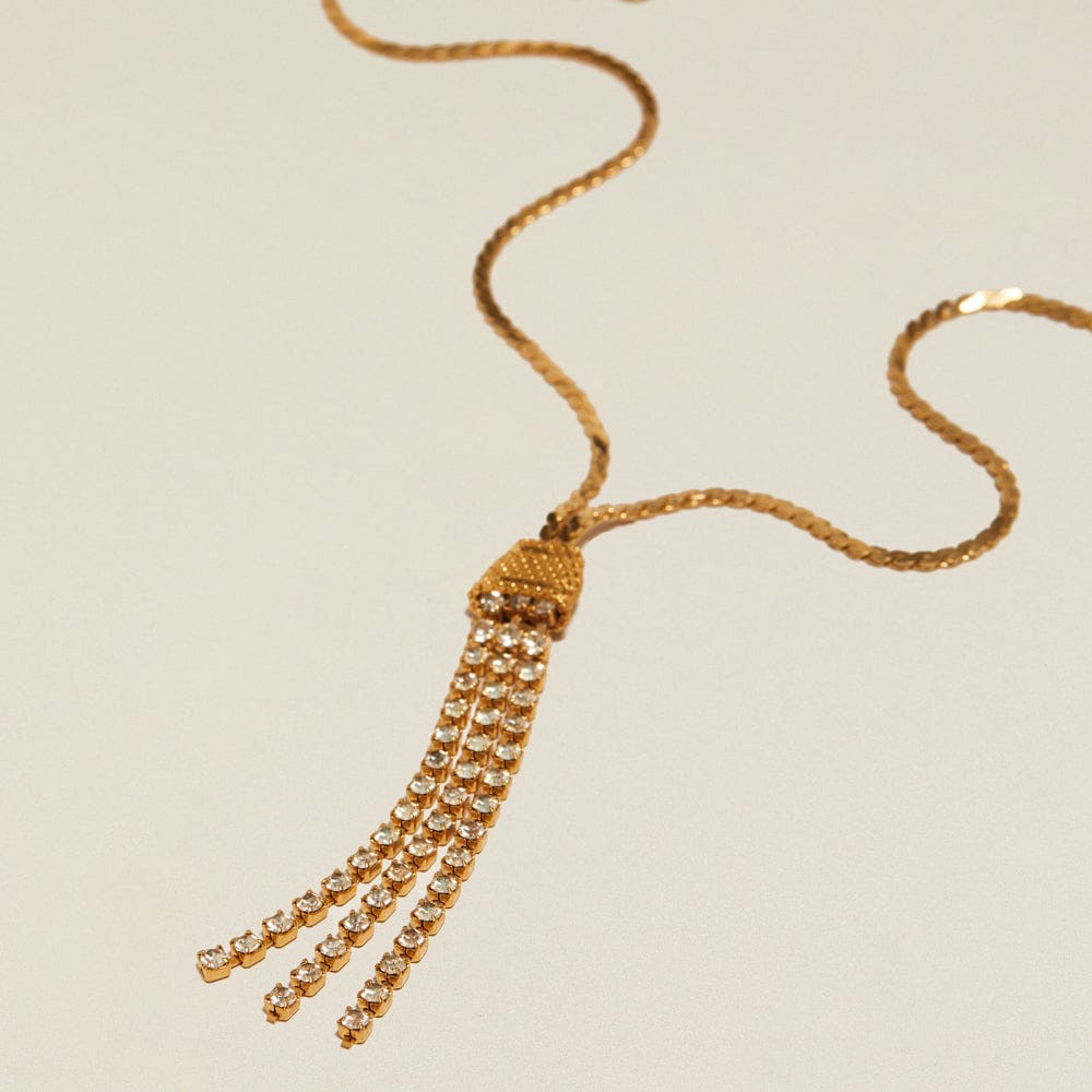 Short Necklace ONE Vintage Gold Crystal Tassel Necklace Orelia Jewellery