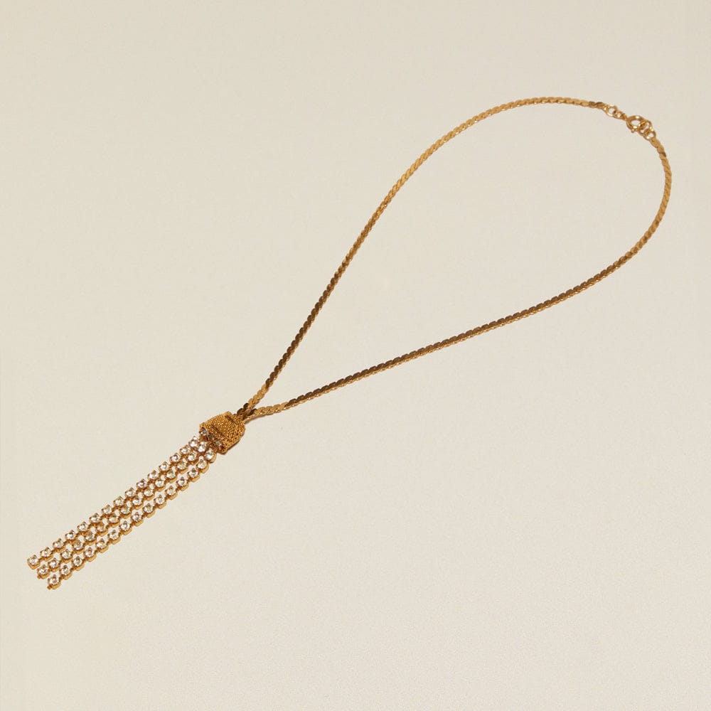 Short Necklace ONE Vintage Gold Crystal Tassel Necklace Orelia Jewellery