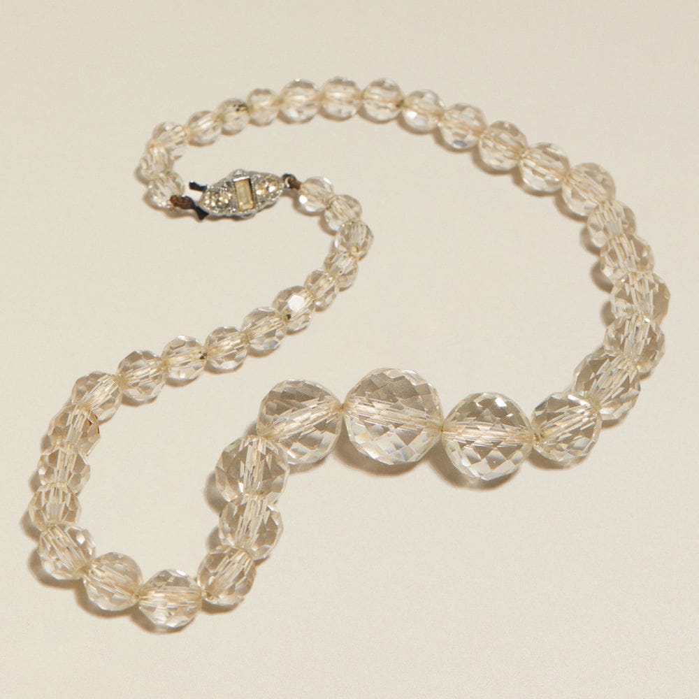 Short Necklace ONE Vintage Graduated Clear Bead Necklace Orelia Jewellery
