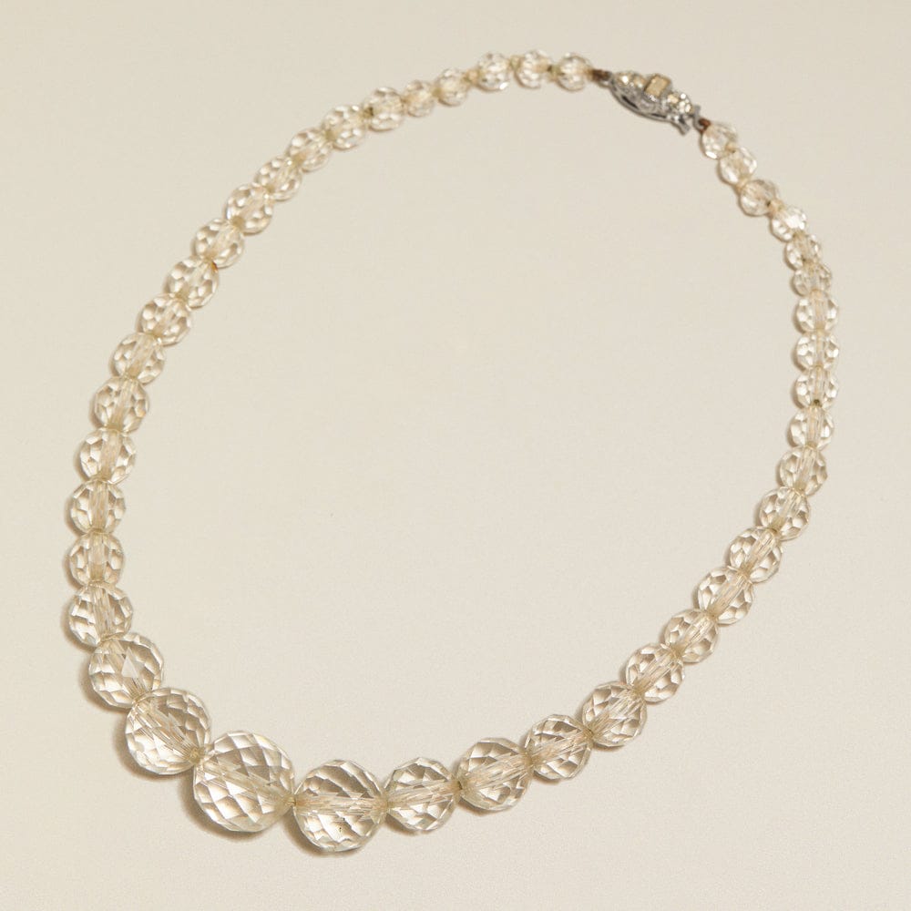 Short Necklace ONE Vintage Graduated Clear Bead Necklace Orelia Jewellery