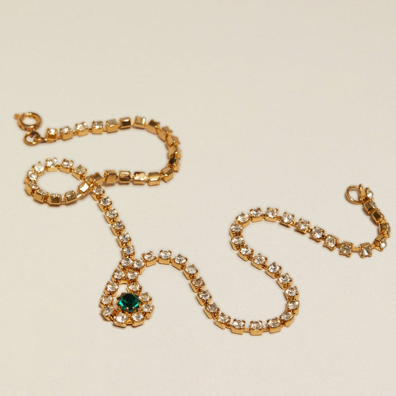 Short Necklace ONE Vintage Green Accented Tennis Necklace Orelia Jewellery