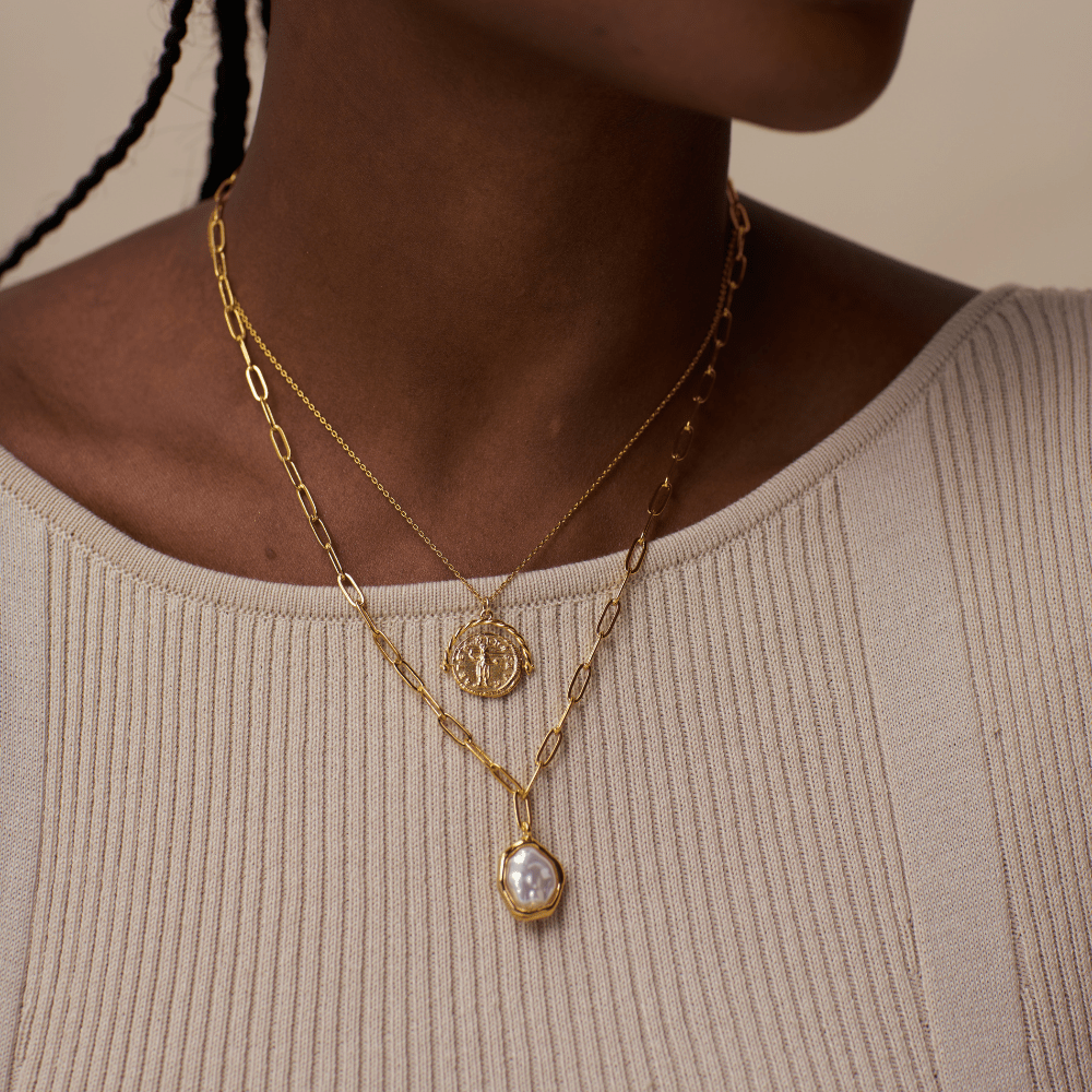 Short Necklace Organic Molten Pearl Pendant Necklace Orelia Jewellery