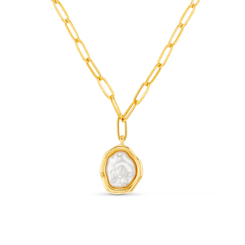 Short Necklace Organic Molten Pearl Pendant Necklace Orelia Jewellery