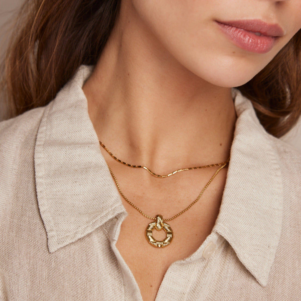 Short Necklaces Braided Texture Interlocking Open Circle Necklace Orelia Jewellery