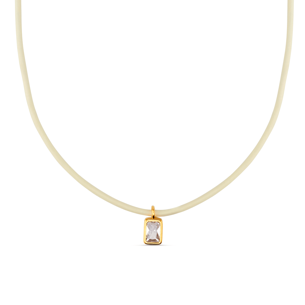 Short Necklaces Crystal Baguette & Leather Adjustable Necklace Orelia Jewellery