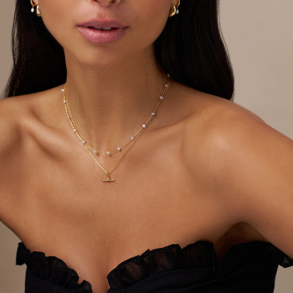Short Necklaces Dainty T-Bar Knot Necklace - Gold Orelia Jewellery
