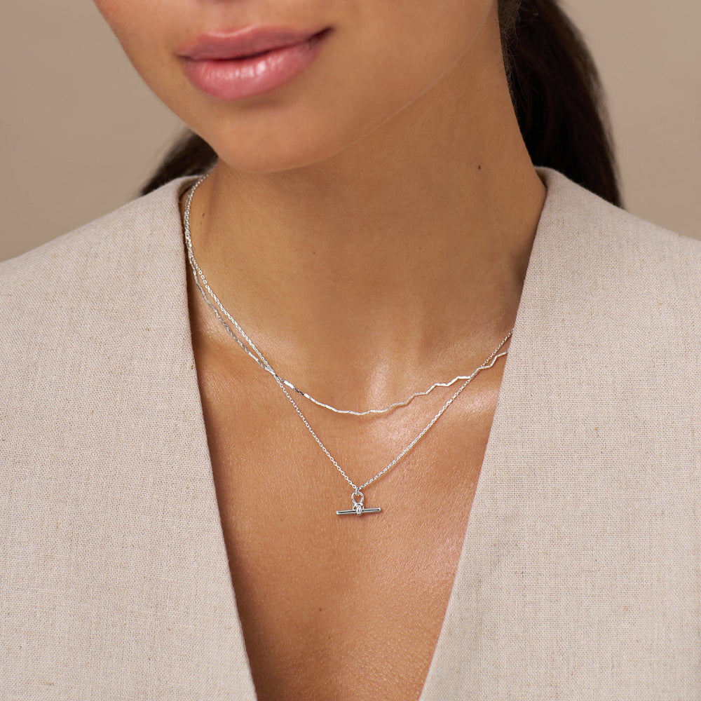 Short Necklaces Dainty T-Bar Knot Necklace - Silver Orelia Jewellery