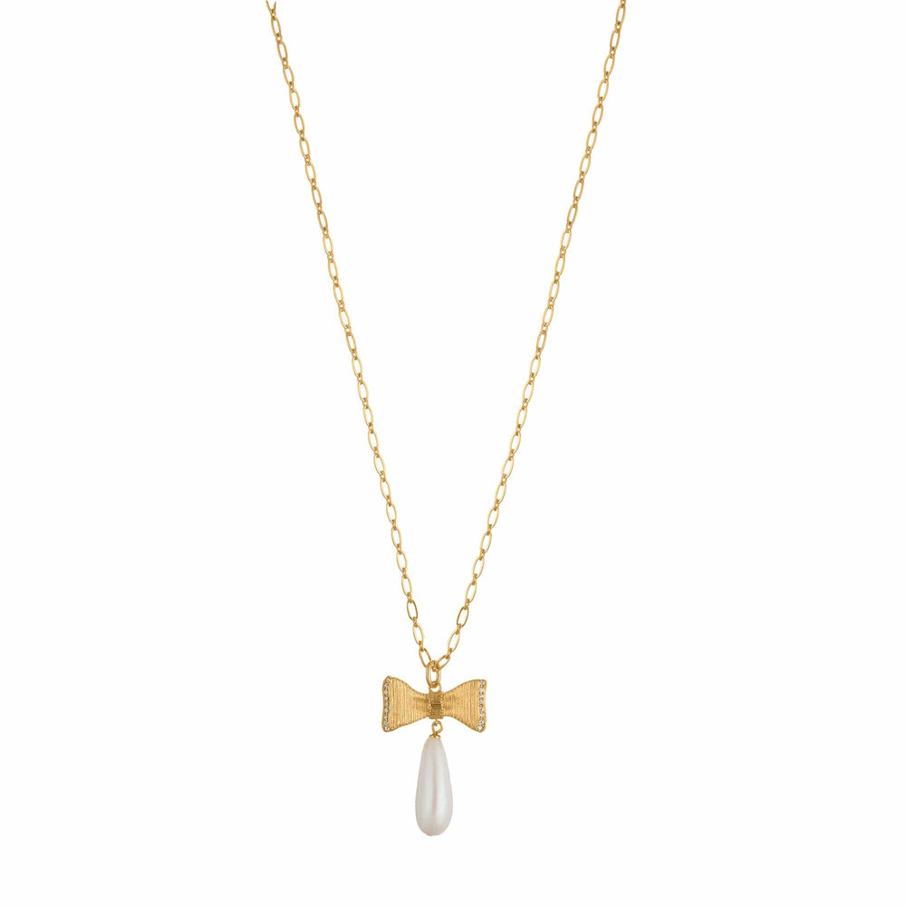 Short Necklaces Embellished Bow Pearl Necklace Orelia Jewellery