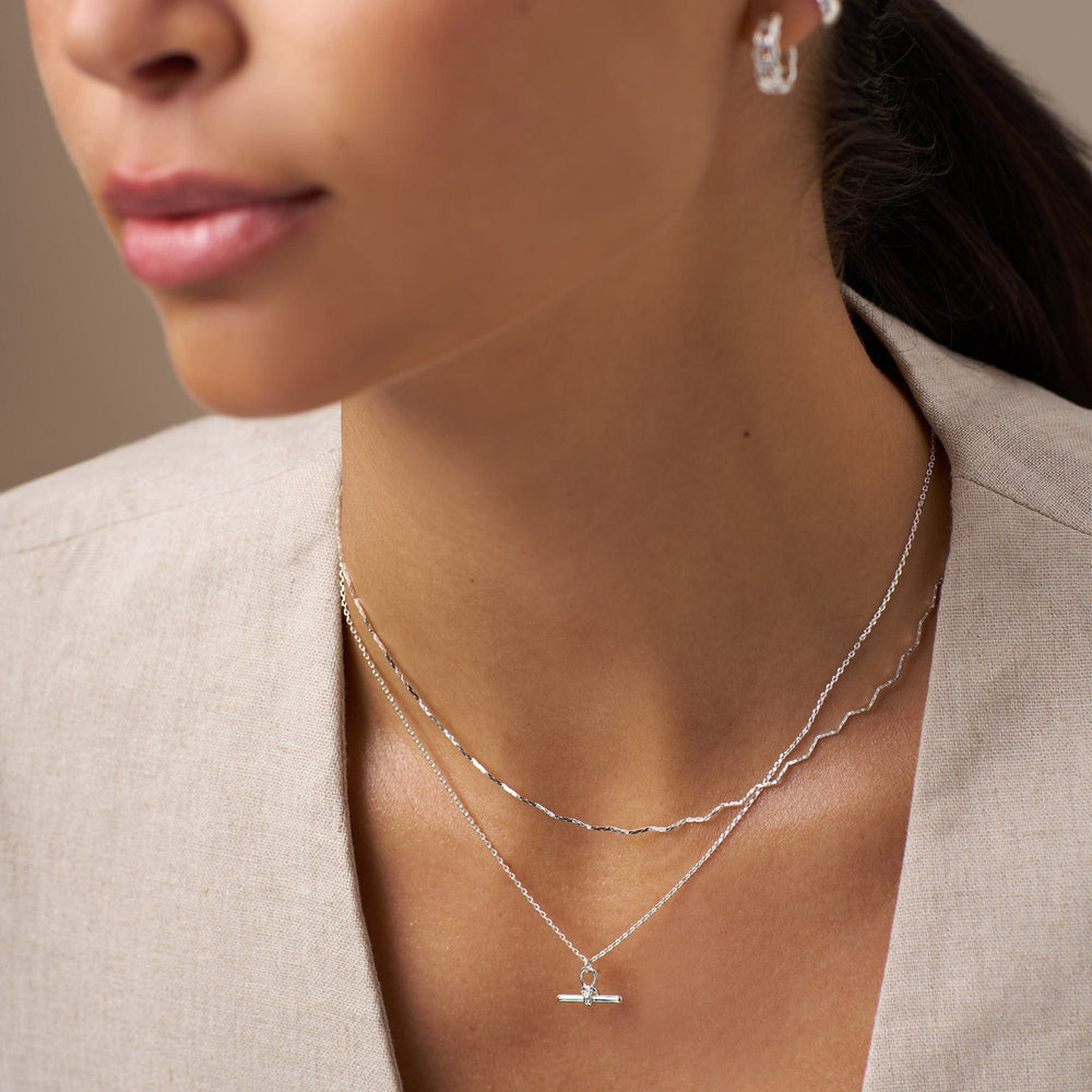 Short Necklaces Fine Wave Chain Necklace - Silver Orelia Jewellery