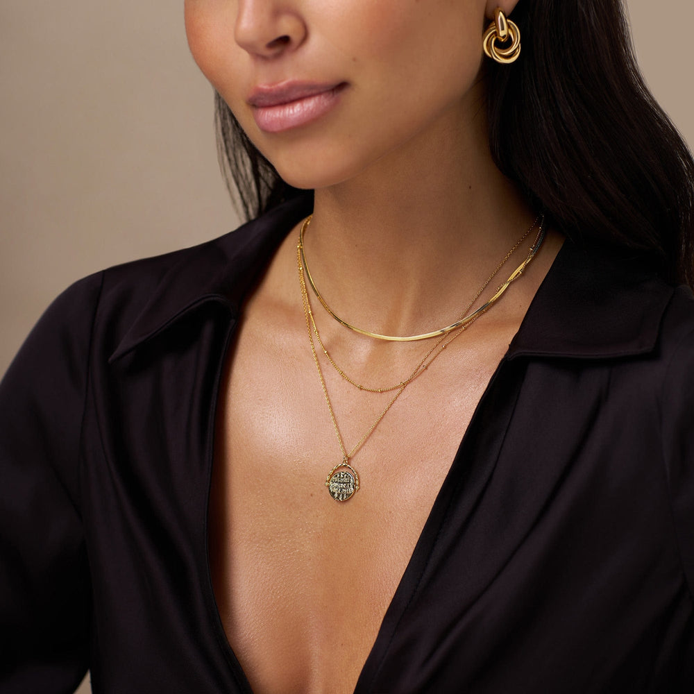 Short Necklaces Flat Snake Chain Necklace - Gold Orelia Jewellery