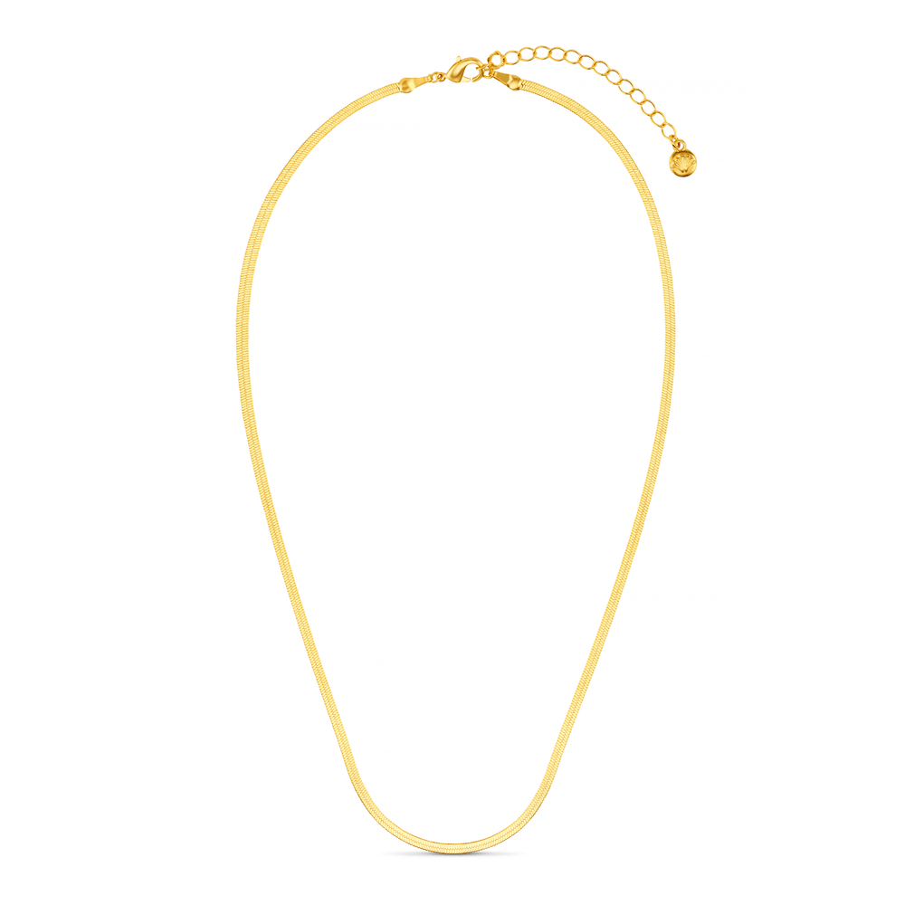 Short Necklaces Flat Snake Chain Necklace - Gold Orelia Jewellery