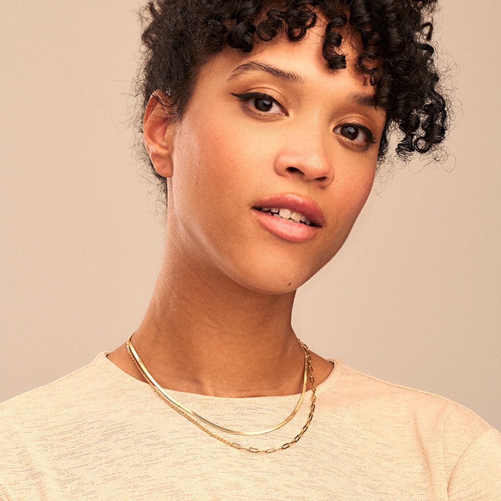 Short Necklaces Flat Snake Chain Necklace - Gold Orelia Jewellery