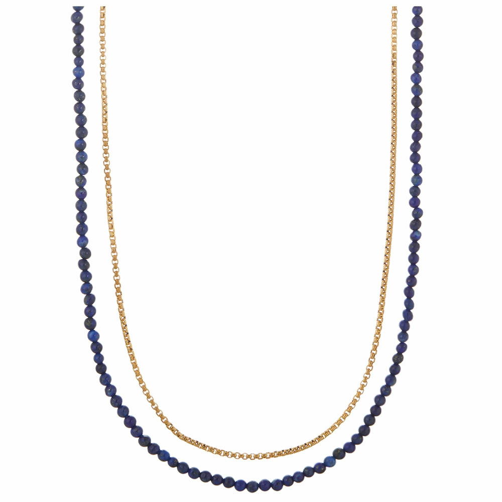 Short Necklaces Lapis & Chain 2-Row Necklace Orelia Jewellery
