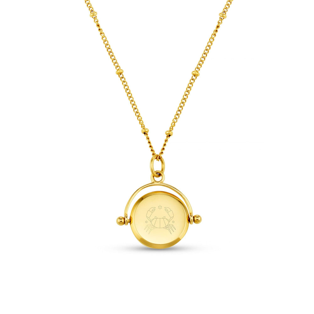 Short Necklaces LUXE Cancer Zodiac Engraved Spinner Necklace - Gold Orelia Jewellery