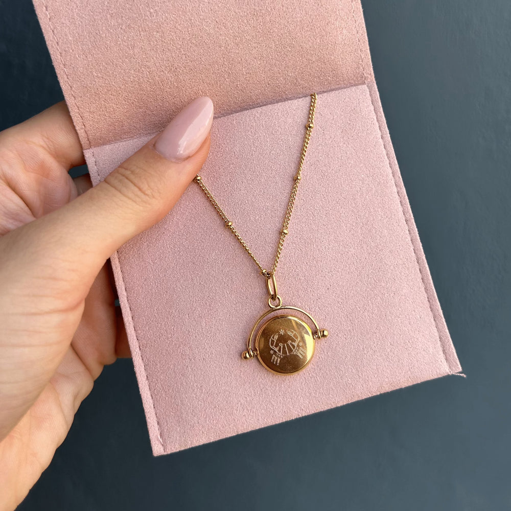 Short Necklaces LUXE Cancer Zodiac Engraved Spinner Necklace - Gold Orelia Jewellery