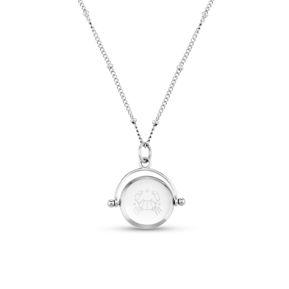 Short Necklaces LUXE Cancer Zodiac Engraved Spinner Necklace - Silver Orelia Jewellery