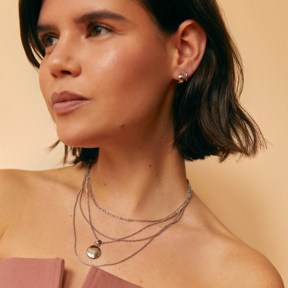 Short Necklaces LUXE Domed Disc Necklace - Silver Orelia Jewellery