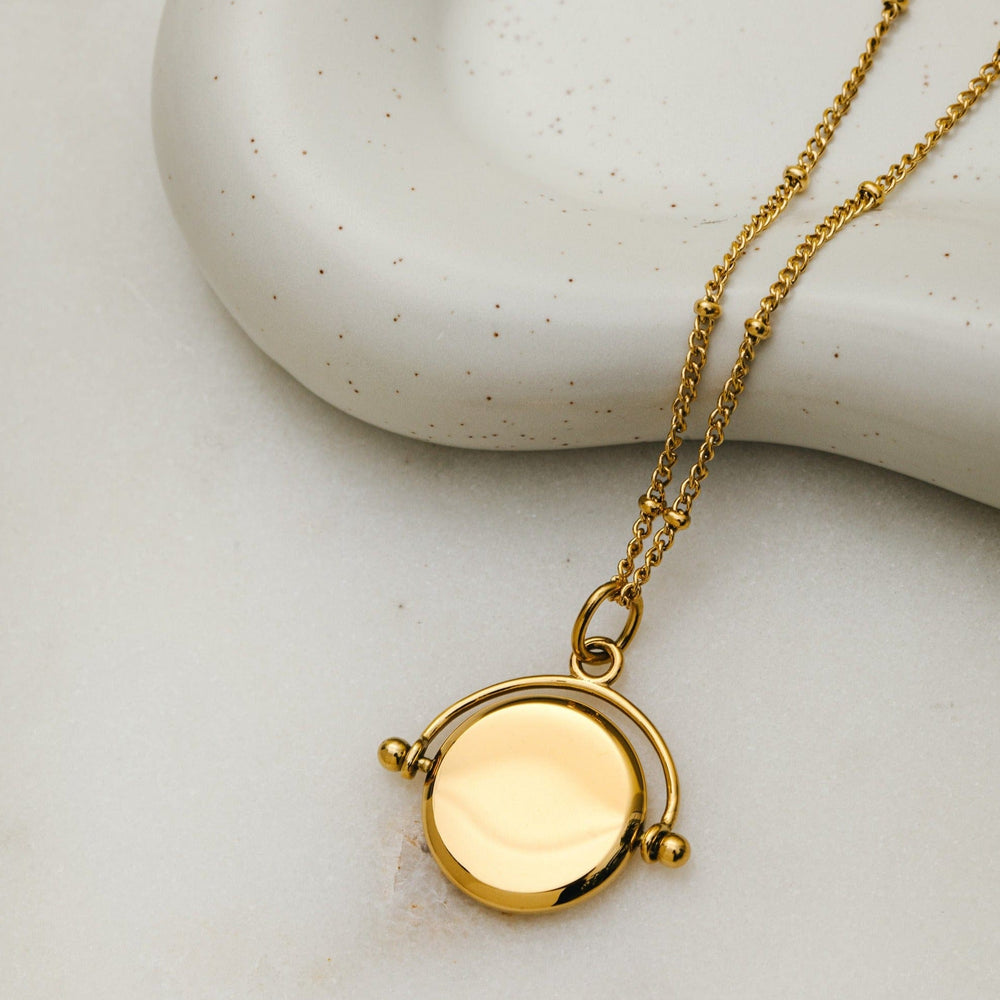 Short Necklaces LUXE Faceted Disc Spinner Necklace - Gold Orelia Jewellery