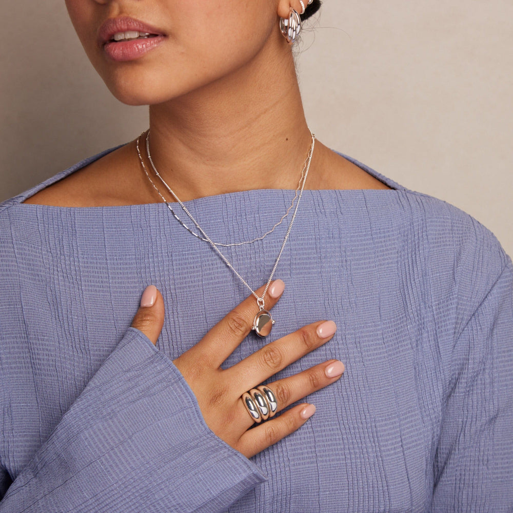 Short Necklaces LUXE Faceted Disc Spinner Necklace - Silver Orelia Jewellery