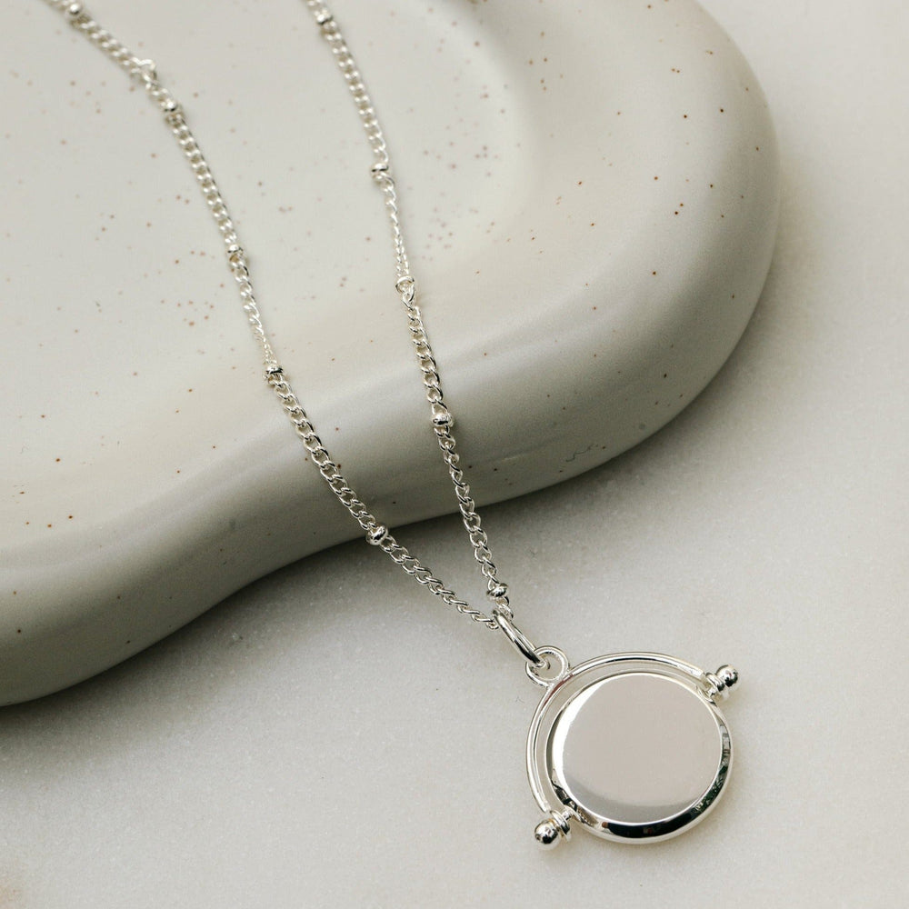 Short Necklaces LUXE Faceted Disc Spinner Necklace - Silver Orelia Jewellery