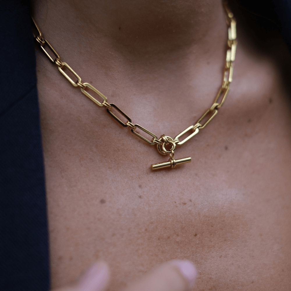 Short Necklaces LUXE Linear Link T-Bar Necklace - Gold Orelia Jewellery