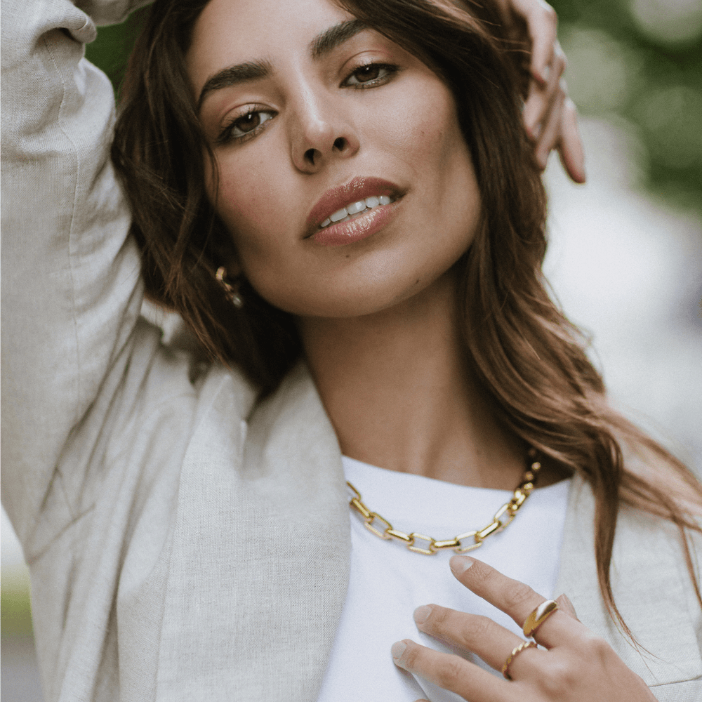 Short Necklaces LUXE Rectangle Link T-Bar Necklace - Gold Orelia Jewellery