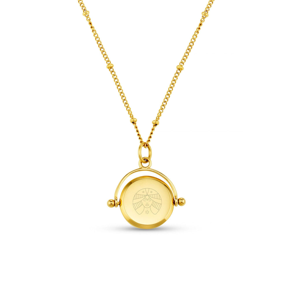 Short Necklaces LUXE Virgo Engraved Faceted Disc Spinner Necklace - Gold Orelia Jewellery