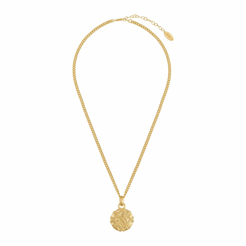 Short Necklaces Quilted Texture Medallion Necklace Orelia Jewellery