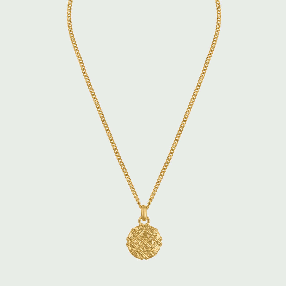 Short Necklaces Quilted Texture Medallion Necklace Orelia Jewellery