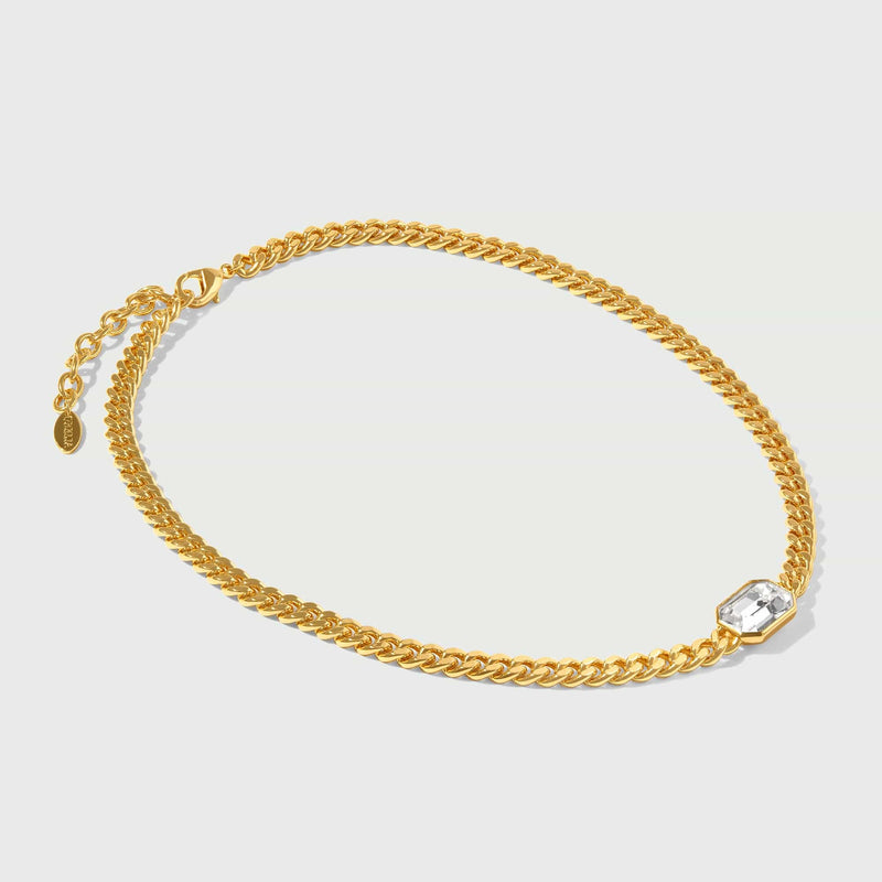 Short Necklaces Statement Octagon Crystal Chain Necklace Orelia Jewellery